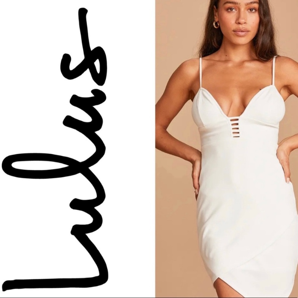 Lulus Let’s Dance All Night White Asymmetrical Bodycon Dress